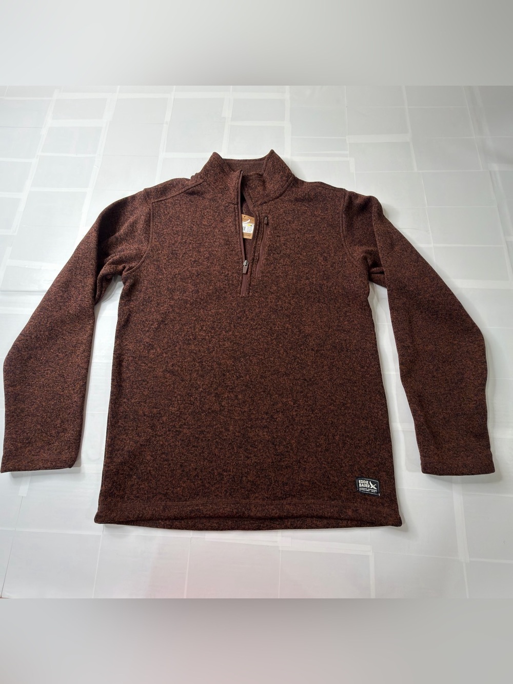 Eddie Bauer Men's Quarter-Zip Sweater - Dark Brown Heather